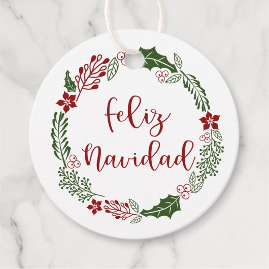 Spaans Vrolijk Kerstfeest, Feliz Navidad, Aangepas Bedankjes Labels (Voorkant)