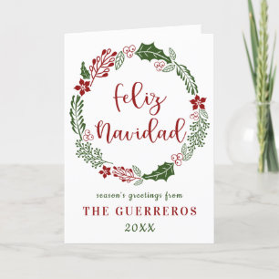 Spaans Vrolijk Kerstfeest, Feliz Navidad, Aangepas Feestdagen Kaart