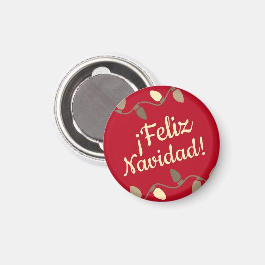 Spaans Vrolijk Kerstfeest Feliz Navidad Magneet (Voorkant / Achterkant)