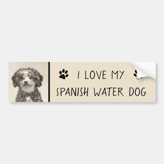 Spaans waterhondenschilderij - Kute Original Dog A Bumpersticker (Voorkant)