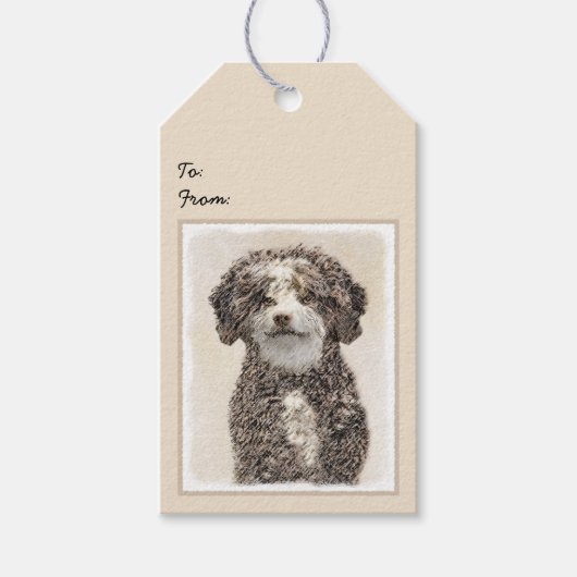 Spaans waterhondenschilderij - Kute Original Dog A Cadeaulabel (Voorkant)