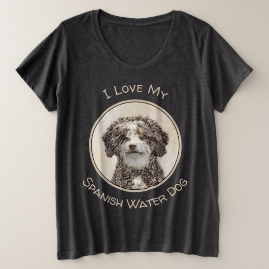 Spaans waterhondenschilderij - Kute Original Dog A Grote Maat T-shirt (Design voorkant)