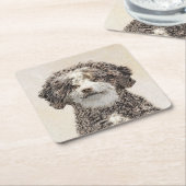 Spaans waterhondenschilderij - Kute Original Dog A Kartonnen Onderzetters (Schuin)