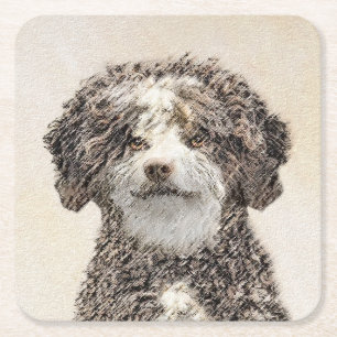 Spaans waterhondenschilderij - Kute Original Dog A Kartonnen Onderzetters