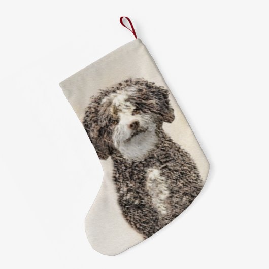 Spaans waterhondenschilderij - Kute Original Dog A Kleine Kerstsok (Achterkant (Hangend))