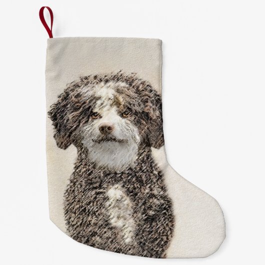 Spaans waterhondenschilderij - Kute Original Dog A Kleine Kerstsok (Voorkant)