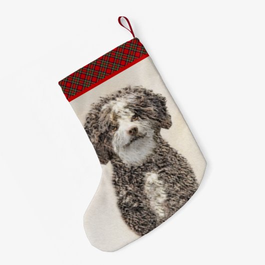 Spaans waterhondenschilderij - Kute Original Dog A Kleine Kerstsok (Achterkant (Hangend))