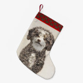 Spaans waterhondenschilderij - Kute Original Dog A Kleine Kerstsok (Voorkant (Hangend))