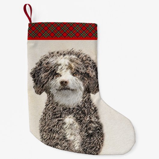 Spaans waterhondenschilderij - Kute Original Dog A Kleine Kerstsok (Voorkant)
