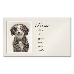 Spaans waterhondenschilderij - Kute Original Dog A Magnetisch Visitekaartje