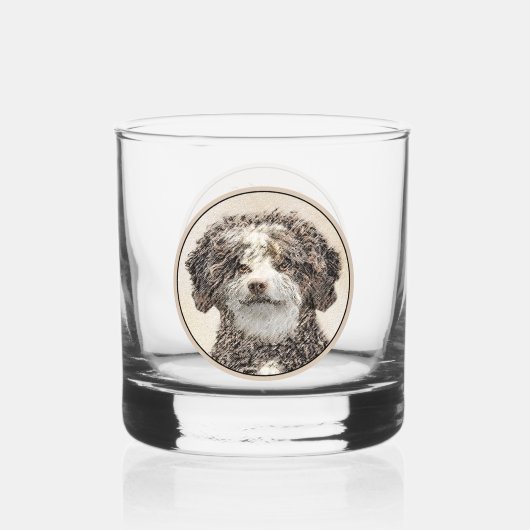 Spaans waterhondenschilderij - Kute Original Dog A Whisky Glas (Voorkant)
