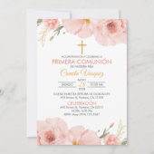 Spaans Waterverf Bloemen Eerste Communie Kaart (Voorkant)