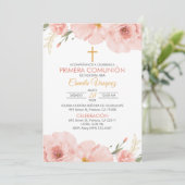 Spaans Waterverf Bloemen Eerste Communie Kaart (Staand voorkant)