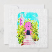 Spaans, Waterverf Kapel Mexicaanse bruiloft Uitnod (Achterkant)