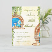 Spaans Waterverf Old Mexico Fountain Wedding Kaart (Staand voorkant)