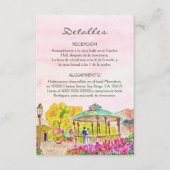 Spaans, Waterverf oude stad Kiosk Mexico bruiloft Informatiekaartje (Voorkant)