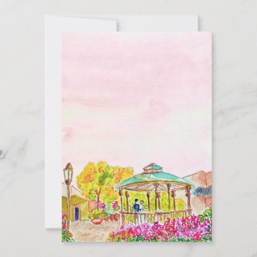 Spaans Waterverf Oude Stad Kiosk Mexico Huwelijk Kaart (Achterkant)