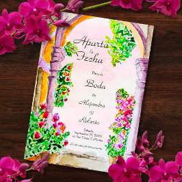 Spaans, Waterverf Oude Stad Trouwen Save the Date Kaart