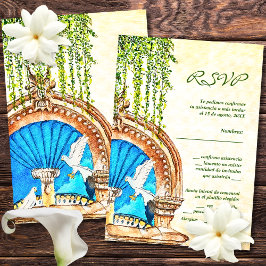 Spaans, Waterverf Paint Old Mexico RSVP-kaart Bedankkaart