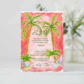 Spaans, Waterverf Paint Tropical Coral RSVP-kaart Bedankkaart (Staand voorkant)