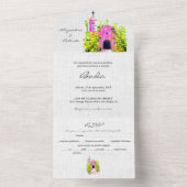 Spaans, Waterverf Roze Kapel Mexicaanse bruiloft All In One Uitnodiging (Binnen)