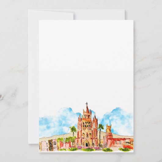 Spaans, Waterverf San Miguel de Allende bruiloft Kaart (Achterkant)