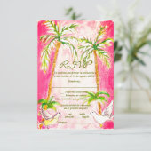 Spaans, Waterverf Tropische Roze RSVP-kaart Bedankkaart (Staand voorkant)