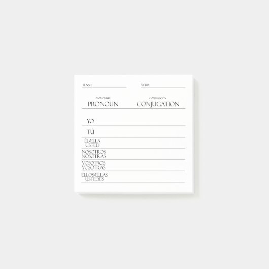 Spaans | Werkwoorden Vervoeging Praktijk Post-it® Notes (Voorkant)