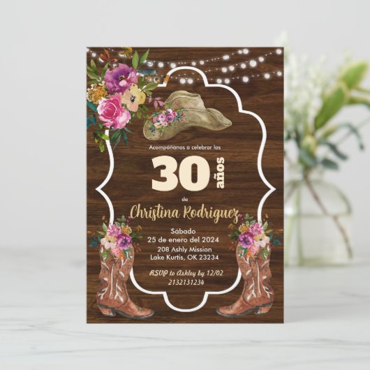 Spaans Western Cowboy Kleurrijke Bloemen Verjaarda Kaart (Staand voorkant)