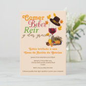 Spaans wijnglas eet Drink Thanksgiving diner Kaart (Staand voorkant)