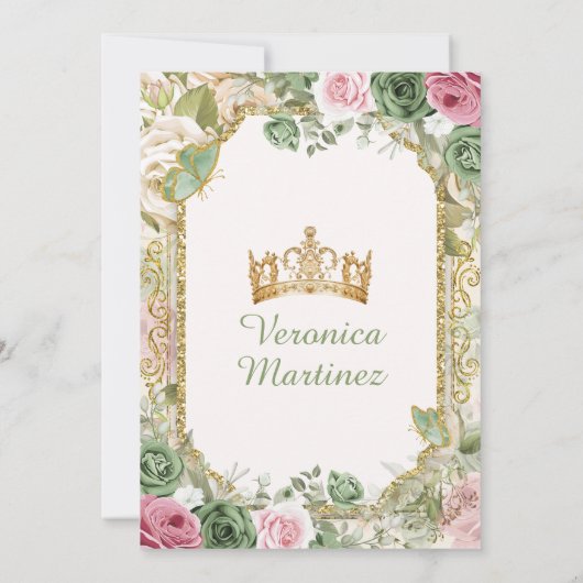 Spaans Wijze Roze & Goud 15 Años Prinses Verjaarda Kaart (Achterkant)