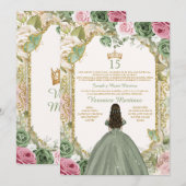 Spaans Wijze Roze & Goud 15 Años Prinses Verjaarda Kaart (Voorkant / Achterkant)