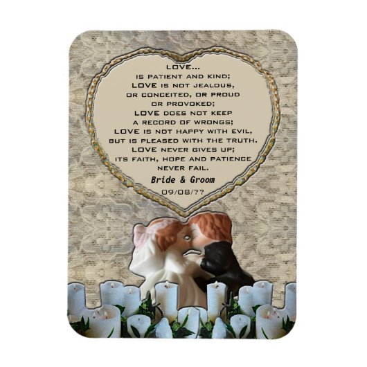 Spaans wit bride en gedicht van de groom magneet (Verticaal)