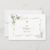 Spaans-witte bloemen Gracias Con Oración Bautizo Bedankkaart (Achterkant)