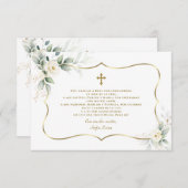 Spaans-witte bloemen Gracias Con Oración Bautizo Bedankkaart (Voorkant / Achterkant)