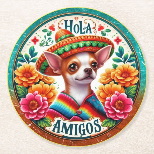 Spaans Zuidwesten WELKOM Ronde Kartonnen Onderzetter (Voorkant)