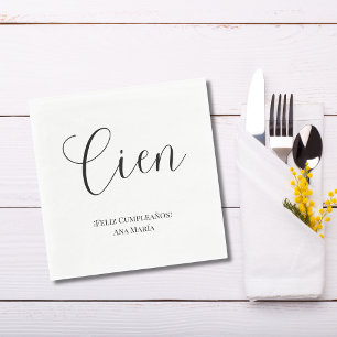 Spaans zwart-wit minimalistisch 100ste verjaardag servet