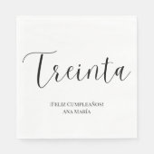 Spaans zwart-wit minimalistisch 30 jarig jubileum servet (Voorkant)