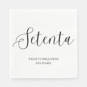 Spaans zwart-wit minimalistisch 70 jarig jubileum servet (Voorkant)