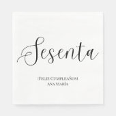 Spaans zwart-wit minimalistische 60ste verjaardag servet (Voorkant)