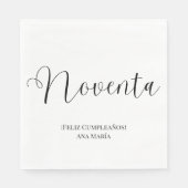 Spaans zwart-wit minimalistische 90ste verjaardag servet (Voorkant)