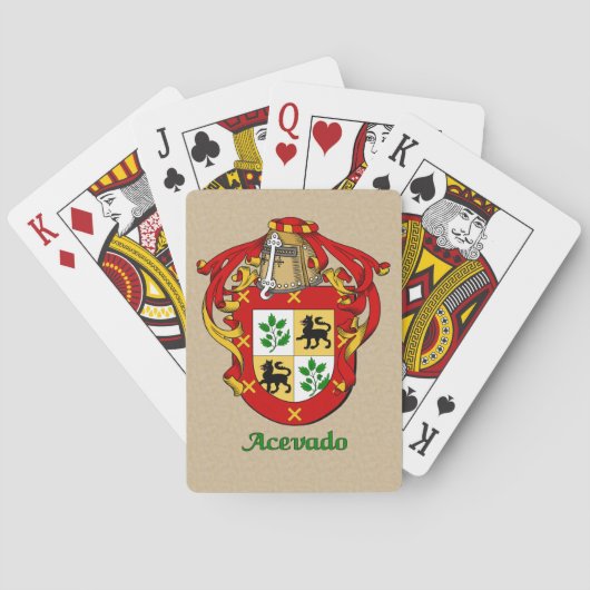 Spaanse achternaam Acevado Shield en Mantel Pokerkaarten (Achterkant)