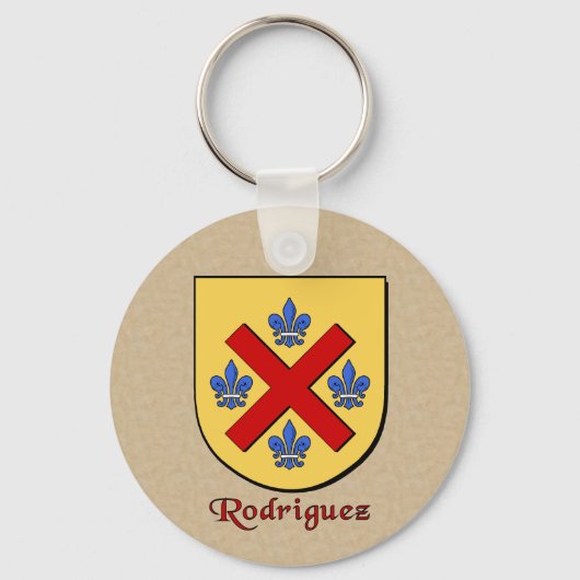 Spaanse achternaam Rodriguez Historical Shield Sleutelhanger (Voorkant)