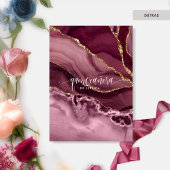 Spaanse Agate Burgundy, Berry Floral Quinceañera Kaart