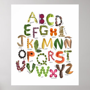 Spaanse Alfabet Fruit en Groenten Mexico Poster
