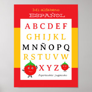 Spaanse alfabet kinderposter Cute tomatos Poster