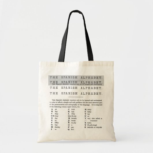 Spaanse Alfabet Zak Tote Bag (Voorkant)