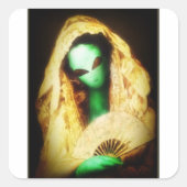 Spaanse Alien Senorita Vierkante Sticker (Voorkant)