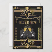 Spaanse Art Deco Gold 1920's oudejaarsfeest Kaart (Achterkant)