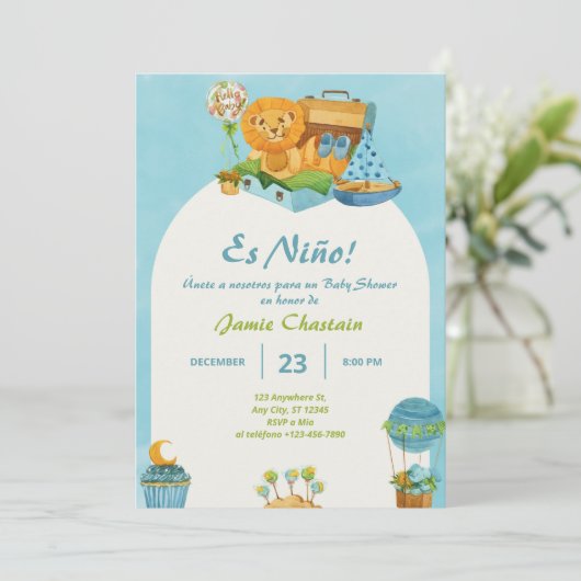 Spaanse Baby Jongen Douche Kaart (Staand voorkant)